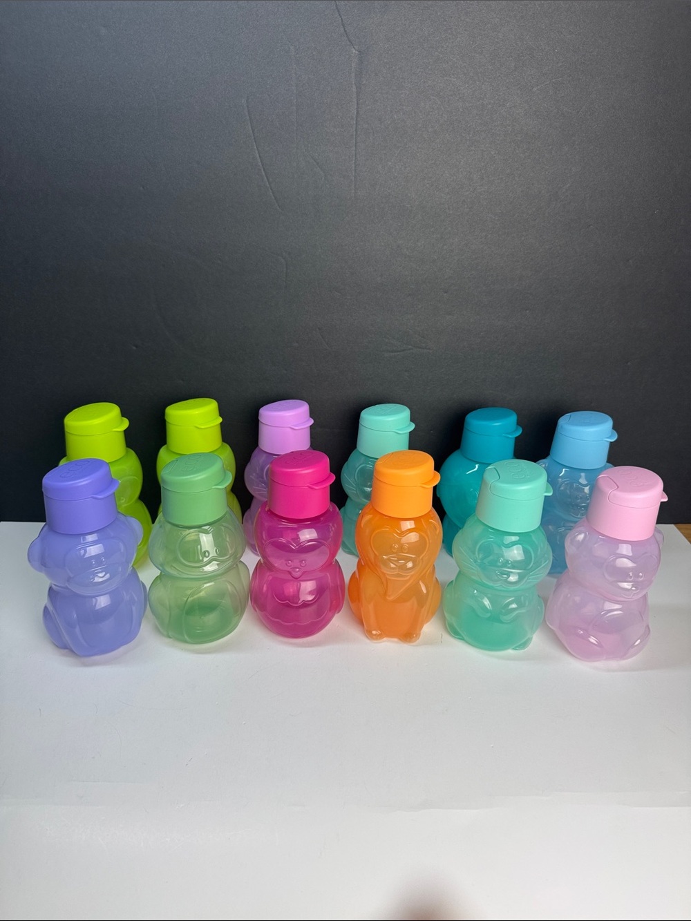 Tupperware Eco Kids Animal Water Bottles Lot of 12 New Pastel Colors 350ml